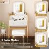 imageCHARMAID Vanity Set with 3 Drawers 25inch Vanity Desk with Large Mirror and Cushioned Stool Ideal for Small Place Apartment Unique Chic Design Makeup Table Set for Women Girls 3 DrawersWith Lights