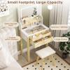 imageCHARMAID Vanity Set with 3 Drawers 25inch Vanity Desk with Large Mirror and Cushioned Stool Ideal for Small Place Apartment Unique Chic Design Makeup Table Set for Women Girls 3 DrawersWith Lights