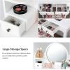 imageCHARMAID Vanity Set with 4 Storage Shelves and 4 Drawers Makeup Table with 360 Pivoted Round Mirror and Makeup Organizers Dressing Table with Mirror and Cushioned Stool for Women Girls WhiteWhite
