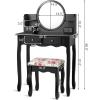 imageCHARMAID Vanity Set with 4 Storage Shelves and 4 Drawers Makeup Table with 360 Pivoted Round Mirror and Makeup Organizers Dressing Table with Mirror and Cushioned Stool for Women Girls WhiteBlack