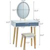 imageCHARMAID Vanity Set with Lighted Mirror 3 Modes Adjustable Brightness Mirror Makeup Dressing Table with Cushioned Stool 2 Sliding Drawers with Divider Modern Bedroom Vanity for Girls Women BlackGrey