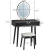 imageCHARMAID Vanity Set with Lighted Mirror 3 Modes Adjustable Brightness Mirror Makeup Dressing Table with Cushioned Stool 2 Sliding Drawers with Divider Modern Bedroom Vanity for Girls Women BlackBlack