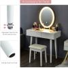 imageCHARMAID Vanity Set with Lighted Mirror 3 Modes Adjustable Brightness Mirror Makeup Dressing Table with Cushioned Stool 2 Sliding Drawers with Divider Modern Bedroom Vanity for Girls Women BlackWhite
