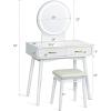 imageCHARMAID Vanity Set with Touch Screen Dimming Lighted Mirror 3 Color Lighting Modes Modern Bedroom Makeup Dressing Table with 2 Sliding Drawers and Cushioned Stool for Girls Women WhiteWhite