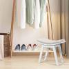 imageCHARMAID Vanity Stool Makeup Dressing Stool with Concave Seat Surface Padded Cushioned Bench with Rubberwood Legs Modern Piano Seat Capacity 330lbs Easy Assembly White ampamp Beige