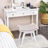 imageCHARMAID Vanity Stool Makeup Dressing Stool with Concave Seat Surface Padded Cushioned Bench with Rubberwood Legs Modern Piano Seat Capacity 330lbs Easy Assembly White ampamp Beige