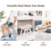 imageCHARMAID Vanity Stool Makeup Dressing Stool with Concave Seat Surface Padded Cushioned Bench with Rubberwood Legs Modern Piano Seat Capacity 330lbs Easy Assembly White ampamp Beige