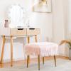 imageCHARMAID Vanity Stool for Makeup Room Faux Fur Ottoman with Golden Metal Legs Upholstered Entryway Shoe Bench End of Bed Plush Fluffy Foot Rest Bedroom Living Room Pink 20 x 16 x 18