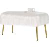 imageCHARMAID Vanity Stool for Makeup Room Faux Fur Ottoman with Golden Metal Legs Upholstered Entryway Shoe Bench End of Bed Plush Fluffy Foot Rest Bedroom Living Room White 36 x 14 x 18