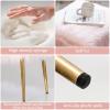 imageCHARMAID Vanity Stool for Makeup Room Faux Fur Ottoman with Golden Metal Legs Upholstered Entryway Shoe Bench End of Bed Plush Fluffy Foot Rest Bedroom Living Room Pink 20 x 16 x 18