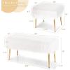 imageCHARMAID Vanity Stool for Makeup Room Faux Fur Ottoman with Golden Metal Legs Upholstered Entryway Shoe Bench End of Bed Plush Fluffy Foot Rest Bedroom Living Room White 36 x 14 x 18
