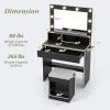 imageCHARMAID Vanity Table Set with Lighted Mirror 8 Bulbs Large Drawer Tabletop Storage Shelf Modern Bedroom Vanity Desk Makeup Dressing Table with Cushioned Stool for Girls Women BlackBlack
