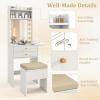 imageCHARMAID Vanity Table Set with Lighted Mirror 8 Bulbs Large Drawer Tabletop Storage Shelf Modern Bedroom Vanity Desk Makeup Dressing Table with Cushioned Stool for Girls Women BlackWhite