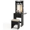 imageCHARMAID Vanity Table Set with Lighted Mirror 8 Bulbs Large Drawer Tabletop Storage Shelf Modern Bedroom Vanity Desk Makeup Dressing Table with Cushioned Stool for Girls Women BlackBlack