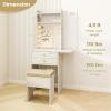 imageCHARMAID Vanity Table Set with Lighted Mirror 8 Bulbs Large Drawer Tabletop Storage Shelf Modern Bedroom Vanity Desk Makeup Dressing Table with Cushioned Stool for Girls Women BlackWhite