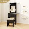 imageCHARMAID Vanity Table Set with Lighted Mirror 8 Bulbs Large Drawer Tabletop Storage Shelf Modern Bedroom Vanity Desk Makeup Dressing Table with Cushioned Stool for Girls Women BlackBlack