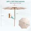imageGiantex 10FT Patio Umbrella Outdoor Table Market Umbrella with 8 Bamboo Ribs Pulley Lift and Ventilation Hole Outdoor Sunshade Umbrella for Poolside Backyard BeachBeige