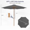 imageGiantex 10FT Patio Umbrella Outdoor Table Market Umbrella with 8 Bamboo Ribs Pulley Lift and Ventilation Hole Outdoor Sunshade Umbrella for Poolside Backyard BeachGray