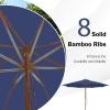 imageGiantex 10FT Patio Umbrella Outdoor Table Market Umbrella with 8 Bamboo Ribs Pulley Lift and Ventilation Hole Outdoor Sunshade Umbrella for Poolside Backyard BeachNavy