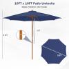 imageGiantex 10FT Patio Umbrella Outdoor Table Market Umbrella with 8 Bamboo Ribs Pulley Lift and Ventilation Hole Outdoor Sunshade Umbrella for Poolside Backyard BeachNavy