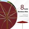 imageGiantex 10FT Patio Umbrella Outdoor Table Market Umbrella with 8 Bamboo Ribs Pulley Lift and Ventilation Hole Outdoor Sunshade Umbrella for Poolside Backyard BeachBurgundy