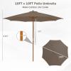 imageGiantex 10FT Patio Umbrella Outdoor Table Market Umbrella with 8 Bamboo Ribs Pulley Lift and Ventilation Hole Outdoor Sunshade Umbrella for Poolside Backyard BeachBrown