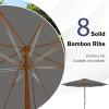 imageGiantex 10FT Patio Umbrella Outdoor Table Market Umbrella with 8 Bamboo Ribs Pulley Lift and Ventilation Hole Outdoor Sunshade Umbrella for Poolside Backyard BeachGray