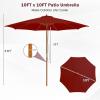 imageGiantex 10FT Patio Umbrella Outdoor Table Market Umbrella with 8 Bamboo Ribs Pulley Lift and Ventilation Hole Outdoor Sunshade Umbrella for Poolside Backyard BeachBurgundy
