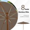 imageGiantex 10FT Patio Umbrella Outdoor Table Market Umbrella with 8 Bamboo Ribs Pulley Lift and Ventilation Hole Outdoor Sunshade Umbrella for Poolside Backyard BeachBrown