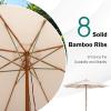 imageGiantex 10FT Patio Umbrella Outdoor Table Market Umbrella with 8 Bamboo Ribs Pulley Lift and Ventilation Hole Outdoor Sunshade Umbrella for Poolside Backyard BeachBeige