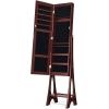 imageGiantex 12 LED Jewelry Armoire Cabinet with Frameless Fulllength Mirror Standing Jewelry Cabinet with 16 Lipstick Holders Large Storage Capacity 3 Angles Adjustable BrownBrown