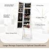 imageGiantex 12 LED Jewelry Armoire Cabinet with Frameless Fulllength Mirror Standing Jewelry Cabinet with 16 Lipstick Holders Large Storage Capacity 3 Angles Adjustable BrownWhite