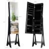 imageGiantex 12 LED Jewelry Armoire Cabinet with Frameless Fulllength Mirror Standing Jewelry Cabinet with 16 Lipstick Holders Large Storage Capacity 3 Angles Adjustable BrownBlack