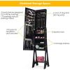imageGiantex 12 LED Jewelry Armoire Cabinet with Frameless Fulllength Mirror Standing Jewelry Cabinet with 16 Lipstick Holders Large Storage Capacity 3 Angles Adjustable BrownBlack