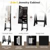 imageGiantex 12 LED Jewelry Armoire Cabinet with Frameless Fulllength Mirror Standing Jewelry Cabinet with 16 Lipstick Holders Large Storage Capacity 3 Angles Adjustable BrownBlack