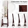 imageGiantex 12 LED Jewelry Armoire Cabinet with Frameless Fulllength Mirror Standing Jewelry Cabinet with 16 Lipstick Holders Large Storage Capacity 3 Angles Adjustable BrownBrown