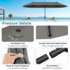 imageGiantex 13ft Large Patio Umbrella with Base DoubleSided Outdoor Umbrella with Crank Handle Umbrella Base Stand with 2 Sandbags 12 Metal Ribs Market Umbrellas for Garden Poolside DeckGray