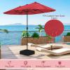 imageGiantex 13ft Large Patio Umbrella with Base DoubleSided Outdoor Umbrella with Crank Handle Umbrella Base Stand with 2 Sandbags 12 Metal Ribs Market Umbrellas for Garden Poolside DeckBurgundy
