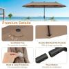 imageGiantex 13ft Large Patio Umbrella with Base DoubleSided Outdoor Umbrella with Crank Handle Umbrella Base Stand with 2 Sandbags 12 Metal Ribs Market Umbrellas for Garden Poolside DeckTan