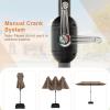 imageGiantex 13ft Large Patio Umbrella with Base DoubleSided Outdoor Umbrella with Crank Handle Umbrella Base Stand with 2 Sandbags 12 Metal Ribs Market Umbrellas for Garden Poolside DeckTan