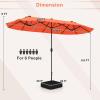 imageGiantex 13ft Large Patio Umbrella with Base DoubleSided Outdoor Umbrella with Crank Handle Umbrella Base Stand with 2 Sandbags 12 Metal Ribs Market Umbrellas for Garden Poolside DeckOrange