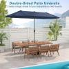 imageGiantex 13ft Large Patio Umbrella with Base DoubleSided Outdoor Umbrella with Crank Handle Umbrella Base Stand with 2 Sandbags 12 Metal Ribs Market Umbrellas for Garden Poolside DeckNavy