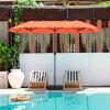 imageGiantex 13ft Large Patio Umbrella with Base DoubleSided Outdoor Umbrella with Crank Handle Umbrella Base Stand with 2 Sandbags 12 Metal Ribs Market Umbrellas for Garden Poolside DeckOrange