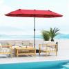 imageGiantex 13ft Large Patio Umbrella with Base DoubleSided Outdoor Umbrella with Crank Handle Umbrella Base Stand with 2 Sandbags 12 Metal Ribs Market Umbrellas for Garden Poolside DeckBurgundy