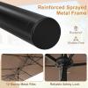 imageGiantex 13ft Large Patio Umbrella with Base DoubleSided Outdoor Umbrella with Crank Handle Umbrella Base Stand with 2 Sandbags 12 Metal Ribs Market Umbrellas for Garden Poolside DeckTan