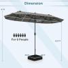 imageGiantex 13ft Large Patio Umbrella with Base DoubleSided Outdoor Umbrella with Crank Handle Umbrella Base Stand with 2 Sandbags 12 Metal Ribs Market Umbrellas for Garden Poolside DeckGray
