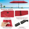 imageGiantex 13ft Large Patio Umbrella with Base DoubleSided Outdoor Umbrella with Crank Handle Umbrella Base Stand with 2 Sandbags 12 Metal Ribs Market Umbrellas for Garden Poolside DeckBurgundy