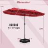 imageGiantex 13ft Large Patio Umbrella with Base DoubleSided Outdoor Umbrella with Crank Handle Umbrella Base Stand with 2 Sandbags 12 Metal Ribs Market Umbrellas for Garden Poolside DeckBurgundy