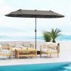 imageGiantex 13ft Large Patio Umbrella with Base DoubleSided Outdoor Umbrella with Crank Handle Umbrella Base Stand with 2 Sandbags 12 Metal Ribs Market Umbrellas for Garden Poolside DeckGray