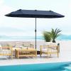 imageGiantex 13ft Large Patio Umbrella with Base DoubleSided Outdoor Umbrella with Crank Handle Umbrella Base Stand with 2 Sandbags 12 Metal Ribs Market Umbrellas for Garden Poolside DeckNavy